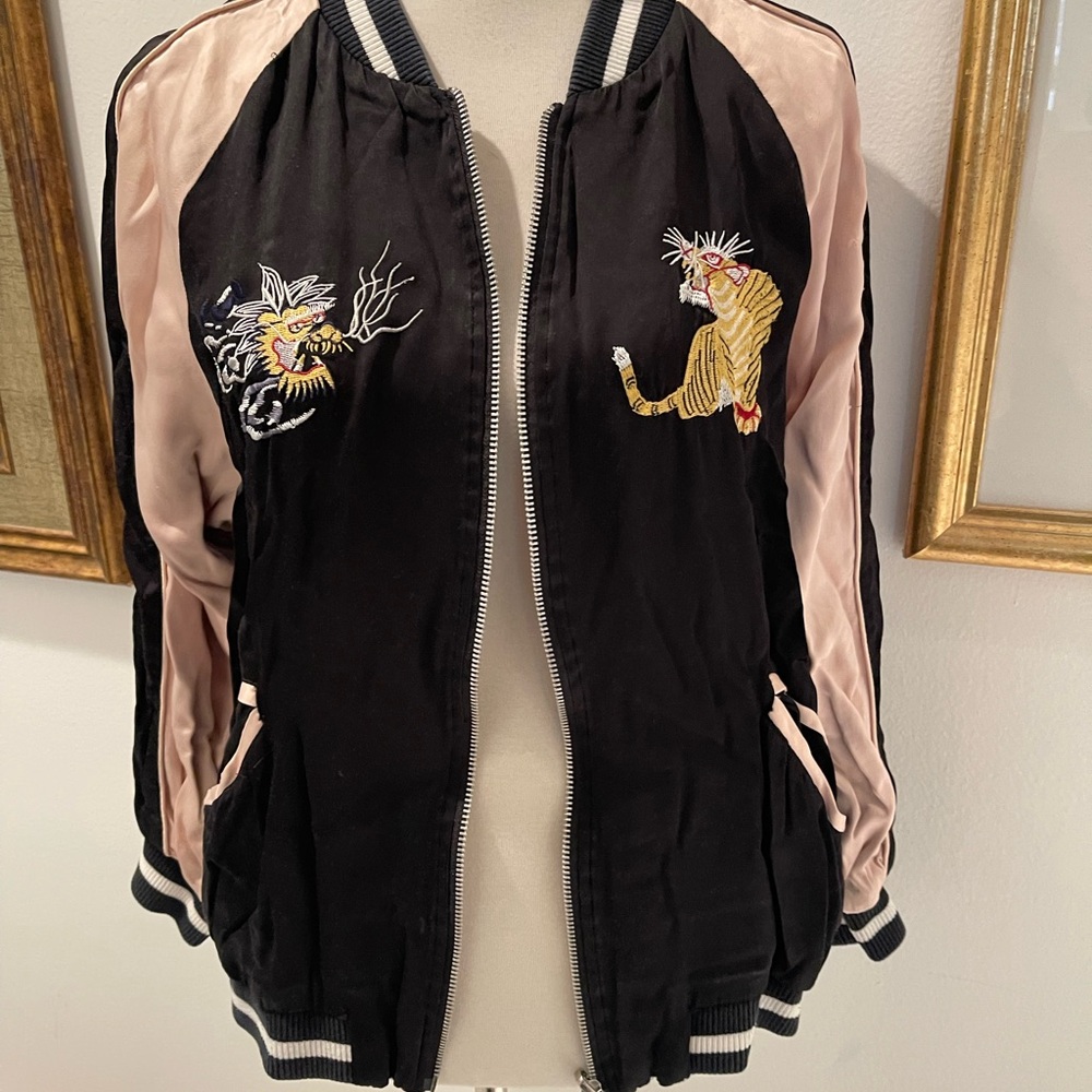 Bardot Black and Cream Bomber Jacket